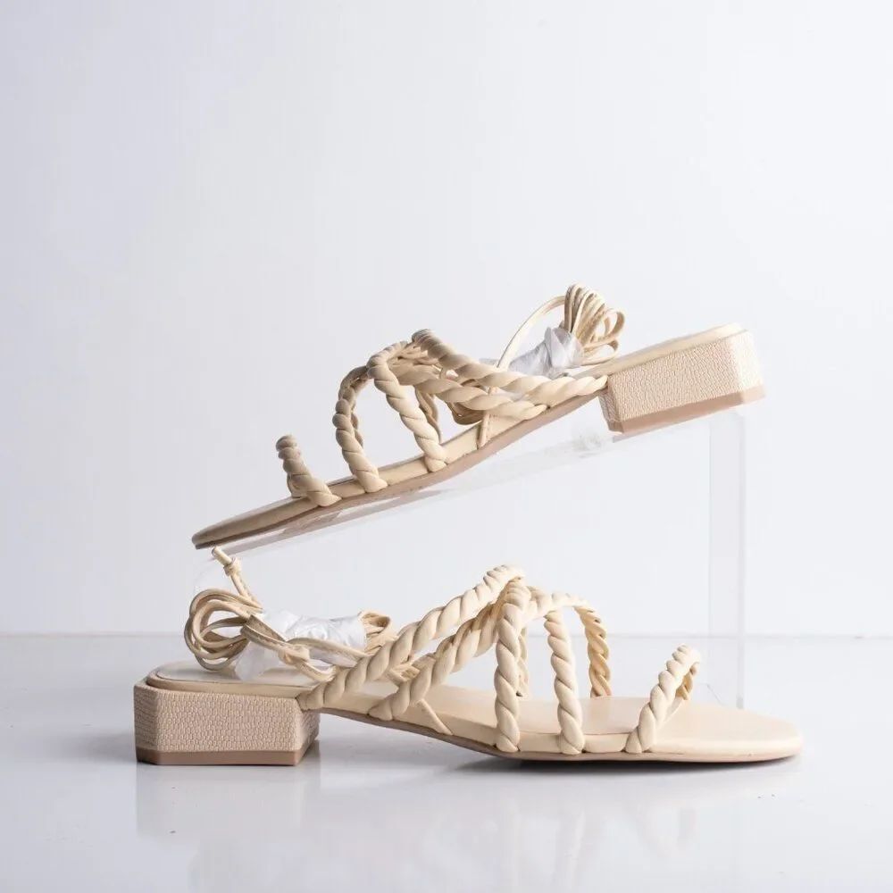 Dolce Vita Hayley Heeled Sandals Vanilla Stella Tie Up Open Toe Strappy Sz 8 New